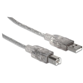 Cablu Manhattan USB 2.0 A-B M/M, 1,8m, argintiu Cablu Manhattan USB 2.0 A-B M/M, 1,8m, argintiu