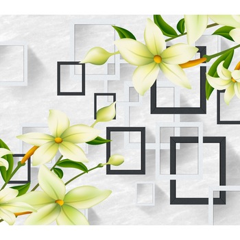 Fototapet de perete autoadeziv si lavabil Crini cu patrate albe si negre, 135 x 225 cm Fototapet de perete autoadeziv si lavabil Crini cu patrate albe si negre, 135 x 225 cm