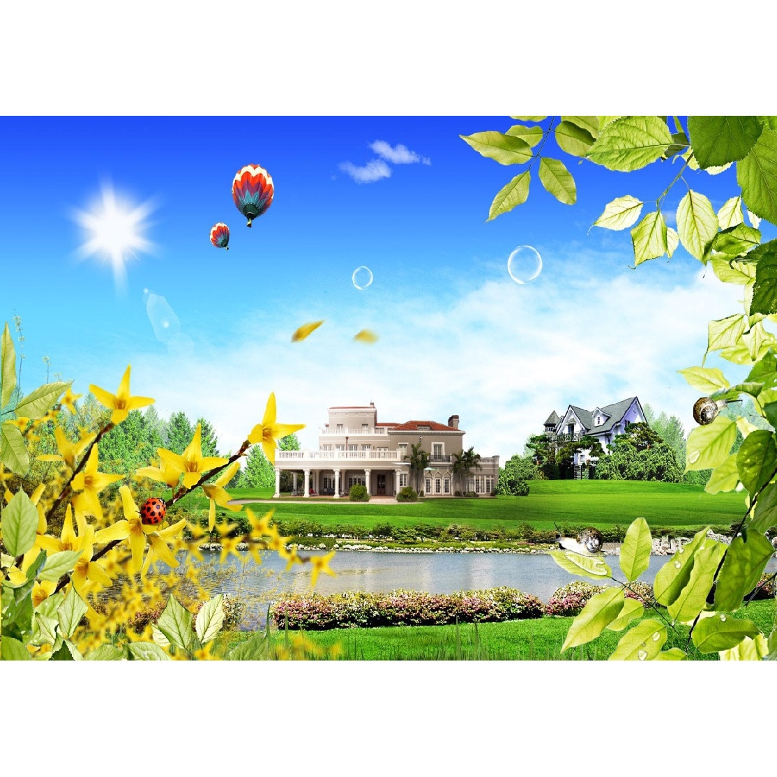 Autocolant Zbor peste case, 270 x 200 cm