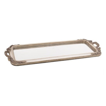 Tava decorativa din rasina cu oglinda, crem-auriu, 50 x 22 cm Tava decorativa din rasina cu oglinda, crem-auriu, 50 x 22 cm