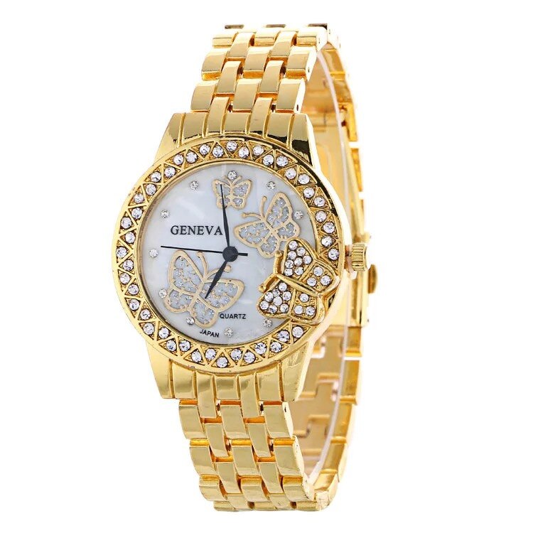 Ceas dama casual Geneva Butterfly, gold