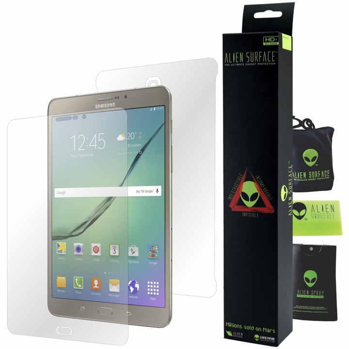Alien Surface XHD, Samsung Galaxy Tab S2 VE 4G Wi-Fi 8", képernyővédő fólia, hátsó, oldal + ajándék Alien Fiber