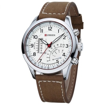 Ceas barbatesc elegant Curren Delta Evo, maro-alb Ceas barbatesc elegant Curren Delta Evo, maro-alb
