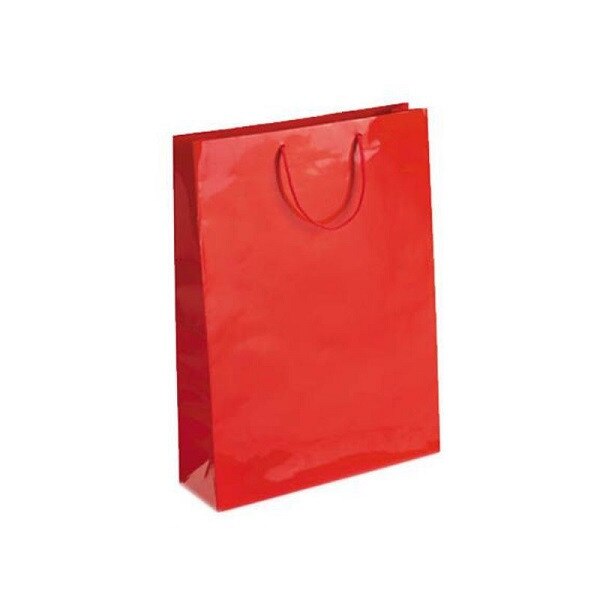 Punga cadou, hartie plastifiata, rosu, 17x26x7cm