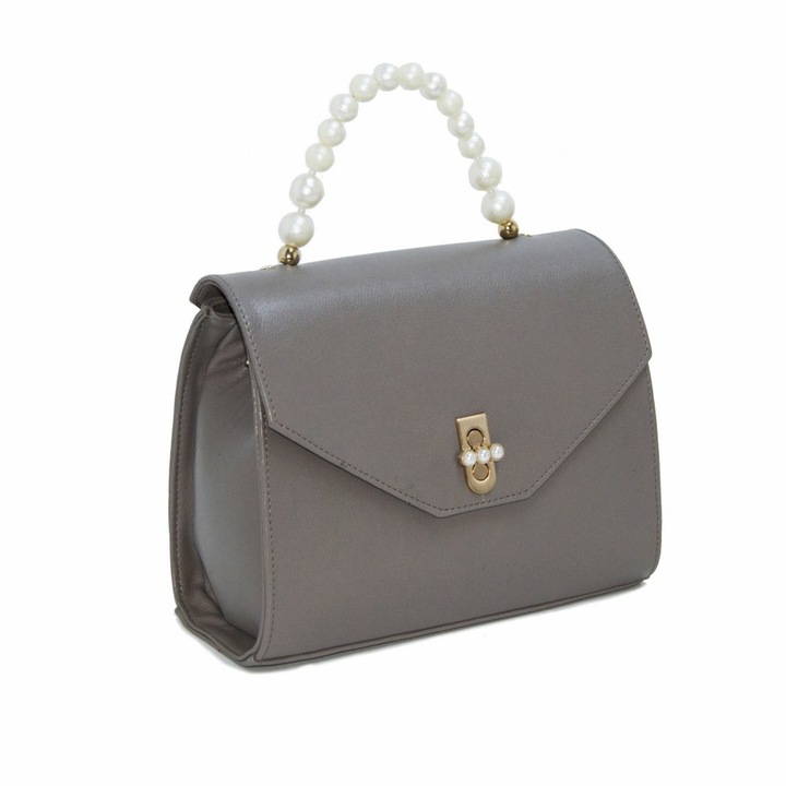 Zea női táska, természetes bőr, gyöngyszürke