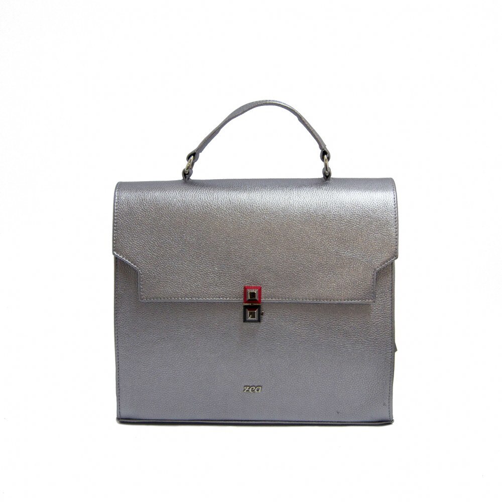 Geanta dama,Zea,piele naturala,argintiu