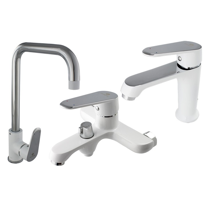 Set 3 baterii Ermetiq ALBE bucatarie, lavoar, cada 2/941A