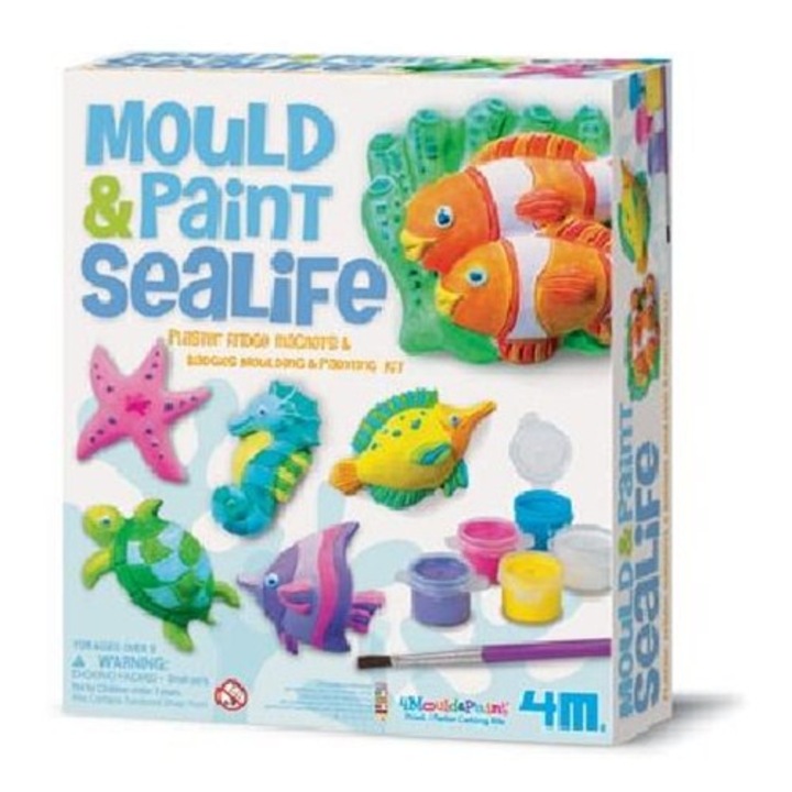 Set pictura si desen 4M Creeaza si Coloreaza Lumea Marina, 12 magneti/brose, 18x5.5x22cm