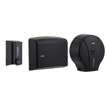 Pachet -Dispensere Black Vialli- Dispenser sapun lichid 1 buc, Dispenser prosop hartie z 200 foi 1 buc, Dispenser hartie igienica jumbo 1 buc Pachet -Dispensere Black Vialli- Dispenser sapun lichid 1 buc, Dispenser prosop hartie z 200 foi 1 buc, Dispenser hartie igienica jumbo 1 buc