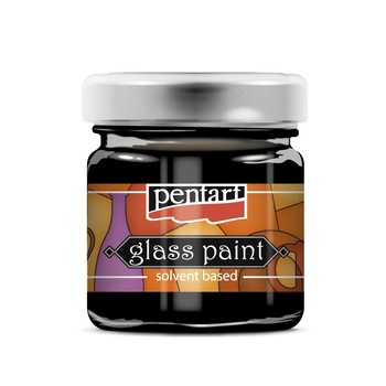 Vopsea de sticla pe baza de diluant Pentart - negru, 30 ml Vopsea de sticla pe baza de diluant Pentart - negru, 30 ml