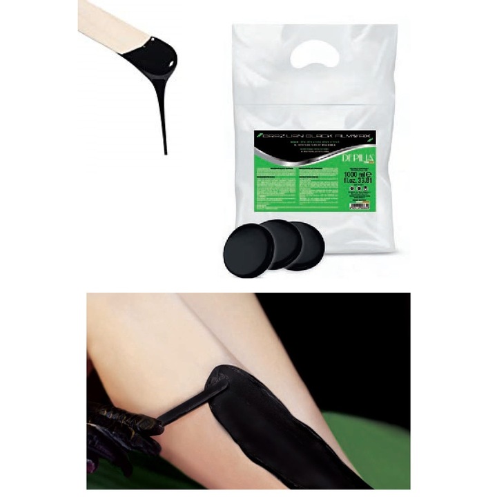 Луксозна бразилска черна топла кола маска Depilia, Brazilian hot, на шайби, Обезболяваща, за упорити косми, 1 kg