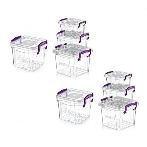 Cutii alimentare Maya, patrate , set 8 buc, 2 buc x0.3L, 2 buc x 0.6L , 2 buc x1.5L, 2 buc x3L