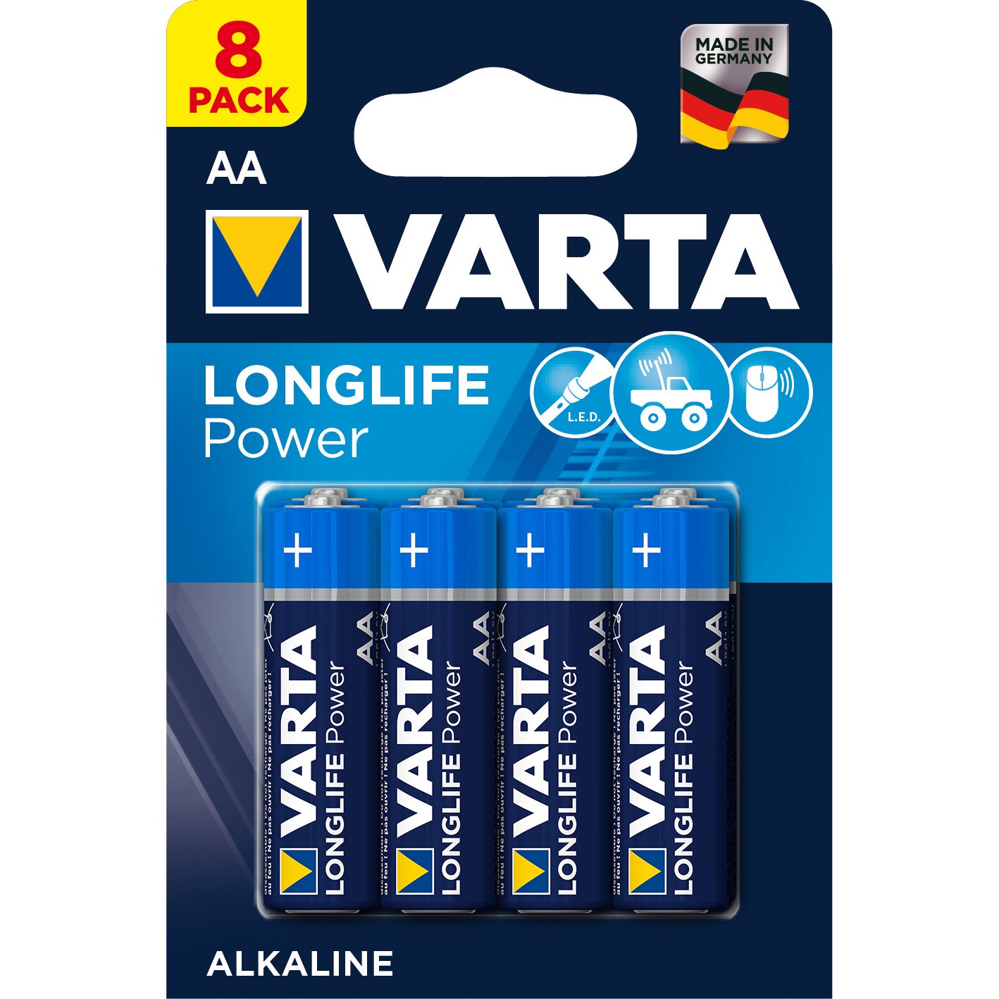 Baterii Alcaline VARTA High Energy AA, 8 buc