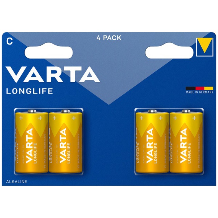 Baterii Alcaline VARTA Longlife C, 4 buc