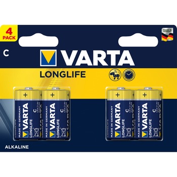 Baterii Alcaline VARTA Longlife C, 4 buc Baterii Alcaline VARTA Longlife C, 4 buc