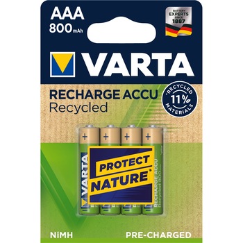 Acumulatori Varta Recycled AAA 800 mAh, 4 buc Acumulatori Varta Recycled AAA 800 mAh, 4 buc