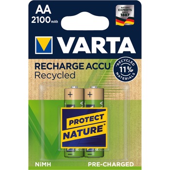 Acumulatori Varta Recycled AA 2100 mAh, 2 buc Acumulatori Varta Recycled AA 2100 mAh, 2 buc