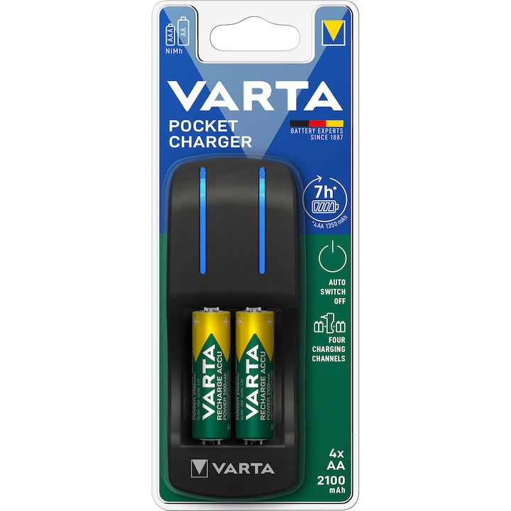 VARTA Pocket töltő + 4db AA 2100 mAh akkumulátor