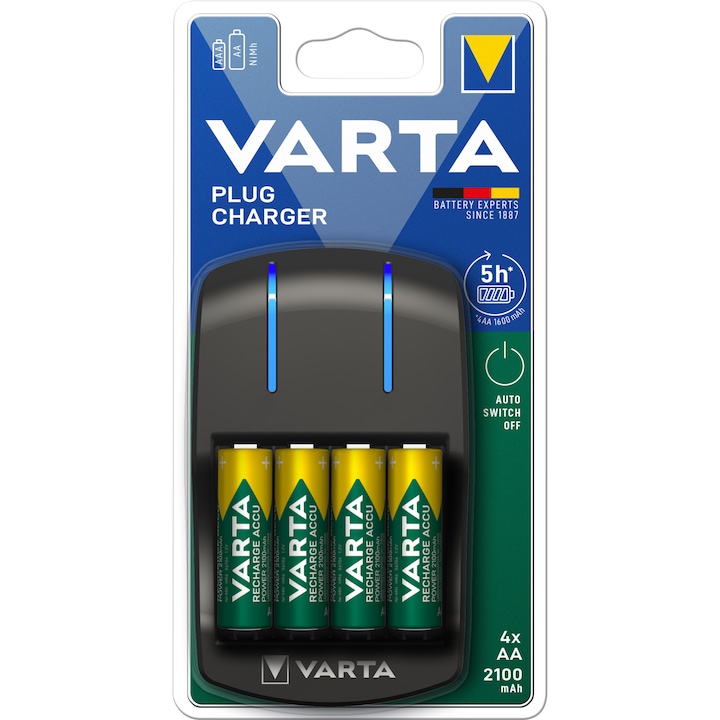 VARTA Plug töltő + 4db AA 2100 mAh akkumulátor