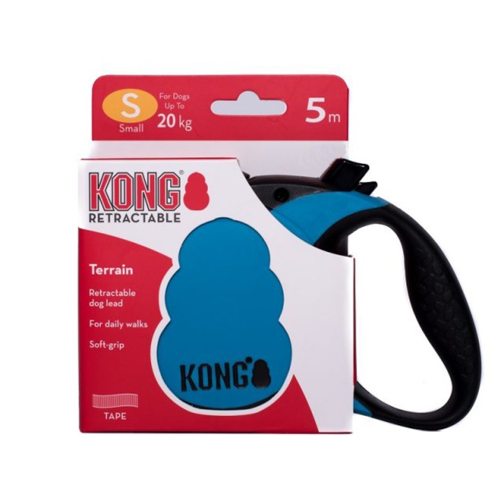 Lesa retractabila Kong Terrain Small, Albastru, 5 m- 20 kg