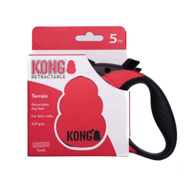 Lesa retractabila Kong Terrain Mediu, Rosu, 5 m - 30 kg