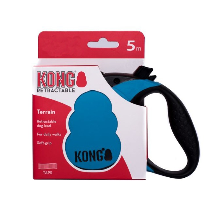 Lesa retractabila Kong Terrain Mediu, Albastru, 5 m - 30 kg