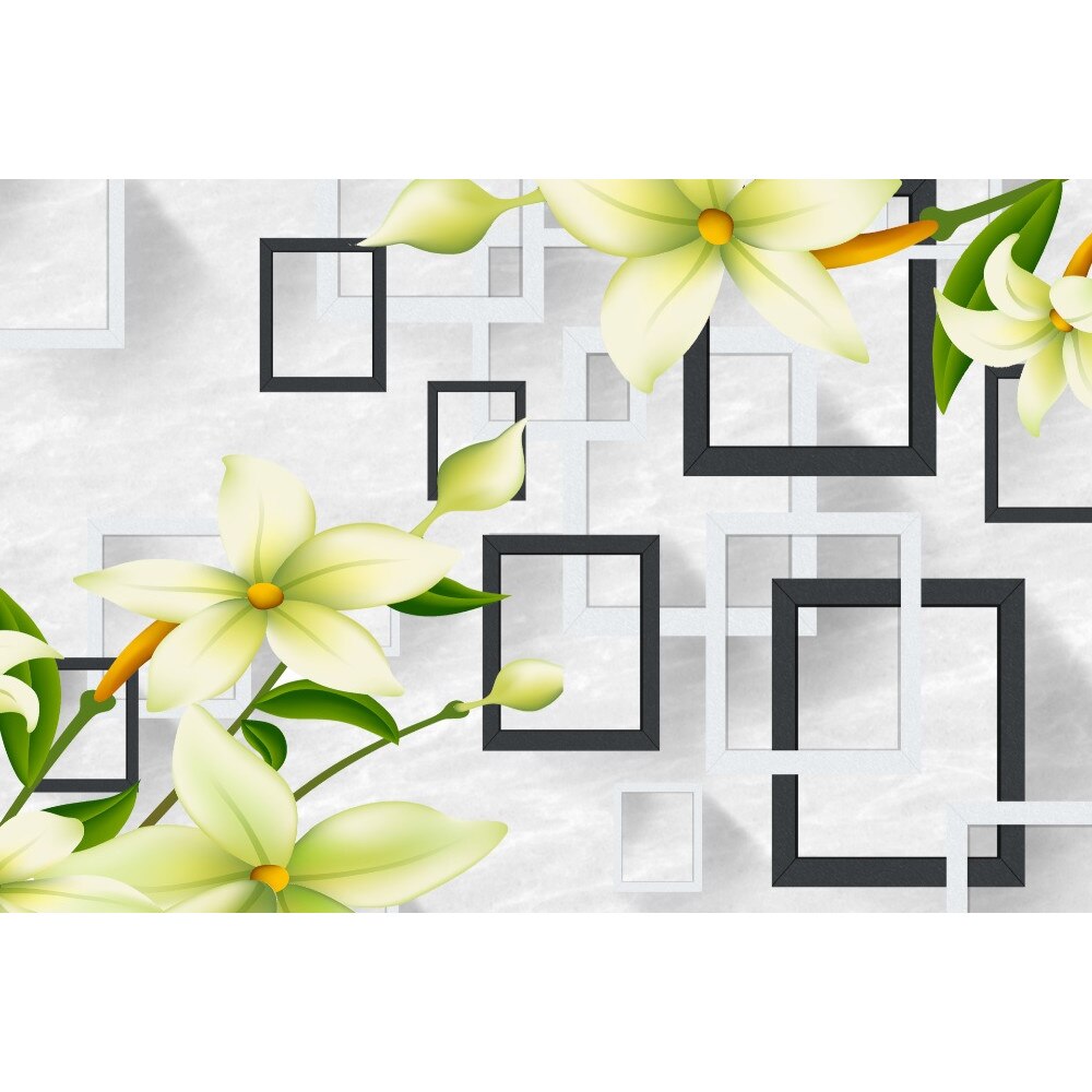 Fototapet Crini cu patrate albe si negre (380 x 255 cm)
