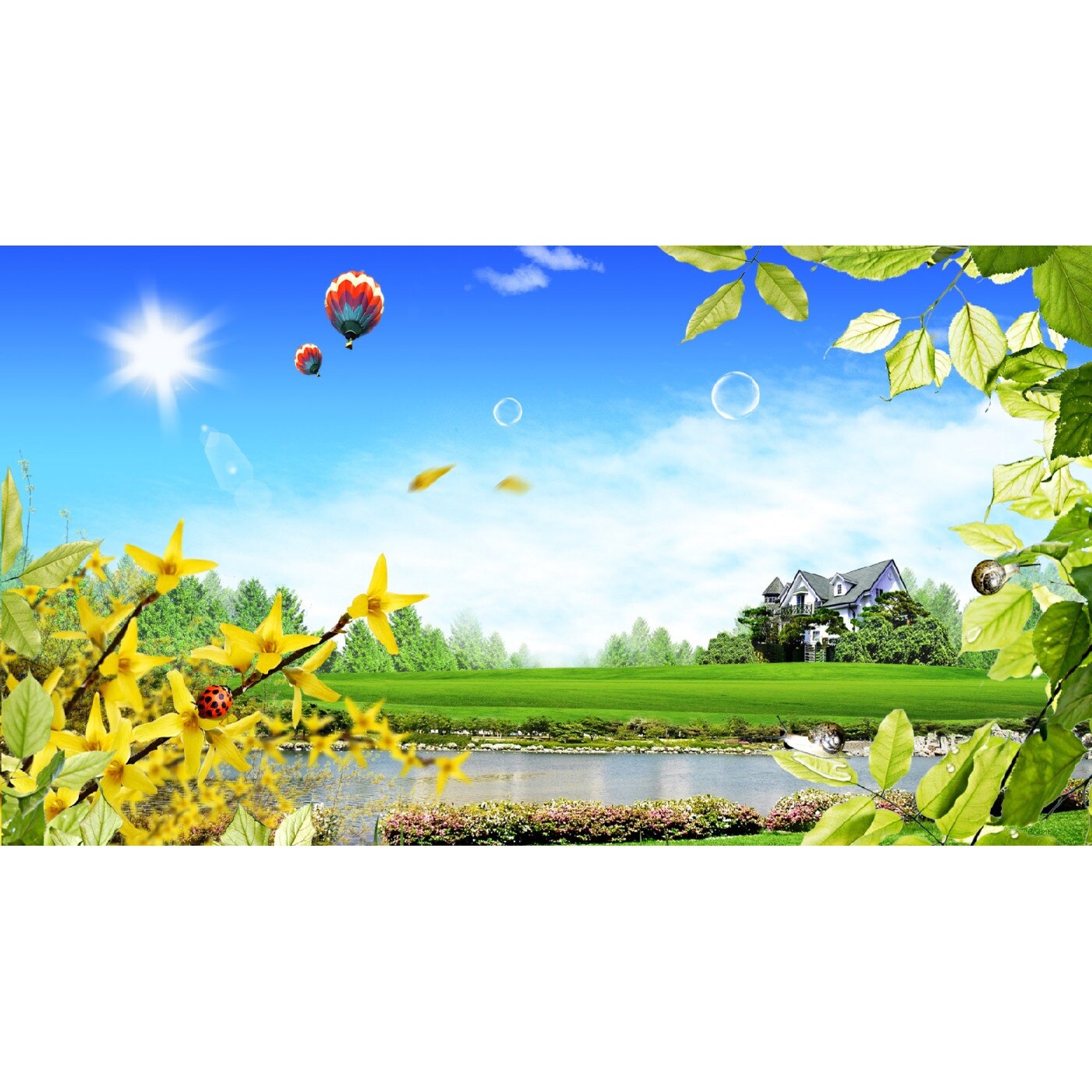 Fototapet Zbor peste rau (380 x 255 cm)