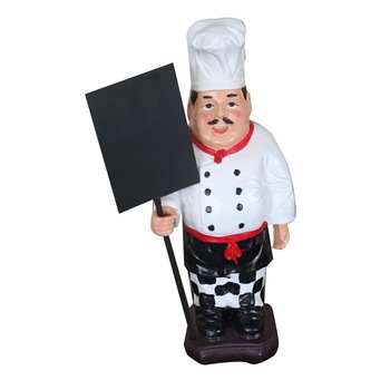 Statue RAKI BUCATAR SEF cu tabla afisare meniu 38cm Statue RAKI BUCATAR SEF cu tabla afisare meniu 38cm