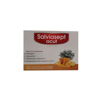 Salviasept Acut cu lichen islandez x 12 comprimate de supt Zdrovit Salviasept Acut cu lichen islandez x 12 comprimate de supt Zdrovit