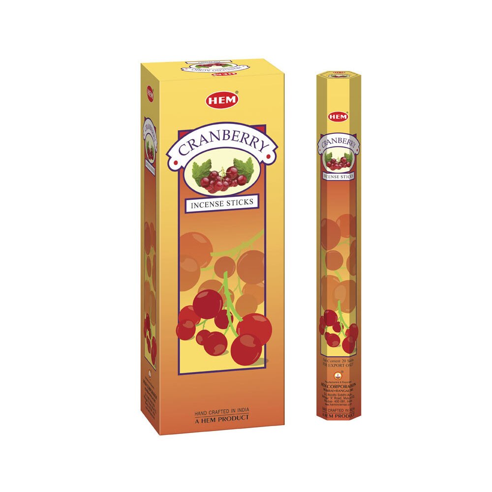 Betisoare parfumate HEM - Cranberry (6 seturi x 20buc)