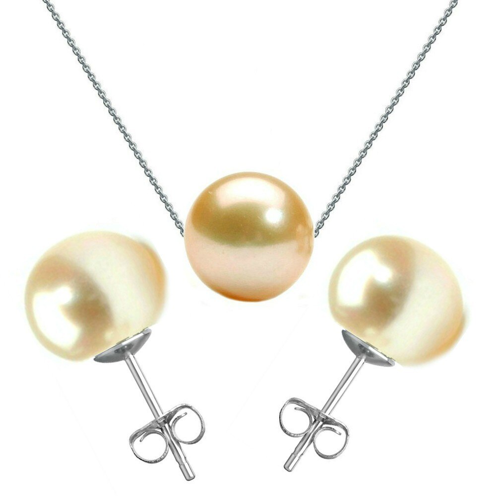 Set Aur Alb si Perle Naturale Crem