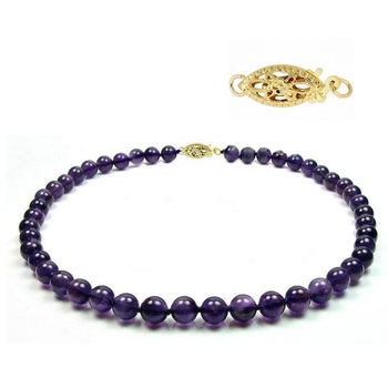 Colier Ametist cu Inchizatoare Filigranata de Aur Galben de 14 karate Colier Ametist cu Inchizatoare Filigranata de Aur Galben de 14 karate