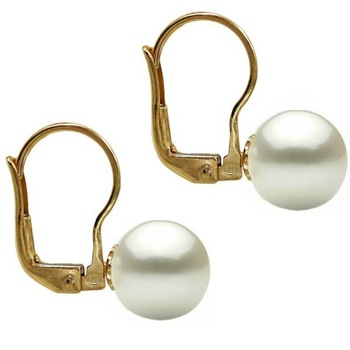 Cercei Aur Galben de 14 karate si Perle Naturale Albe Mari Premium Cercei Aur Galben de 14 karate si Perle Naturale Albe Mari Premium