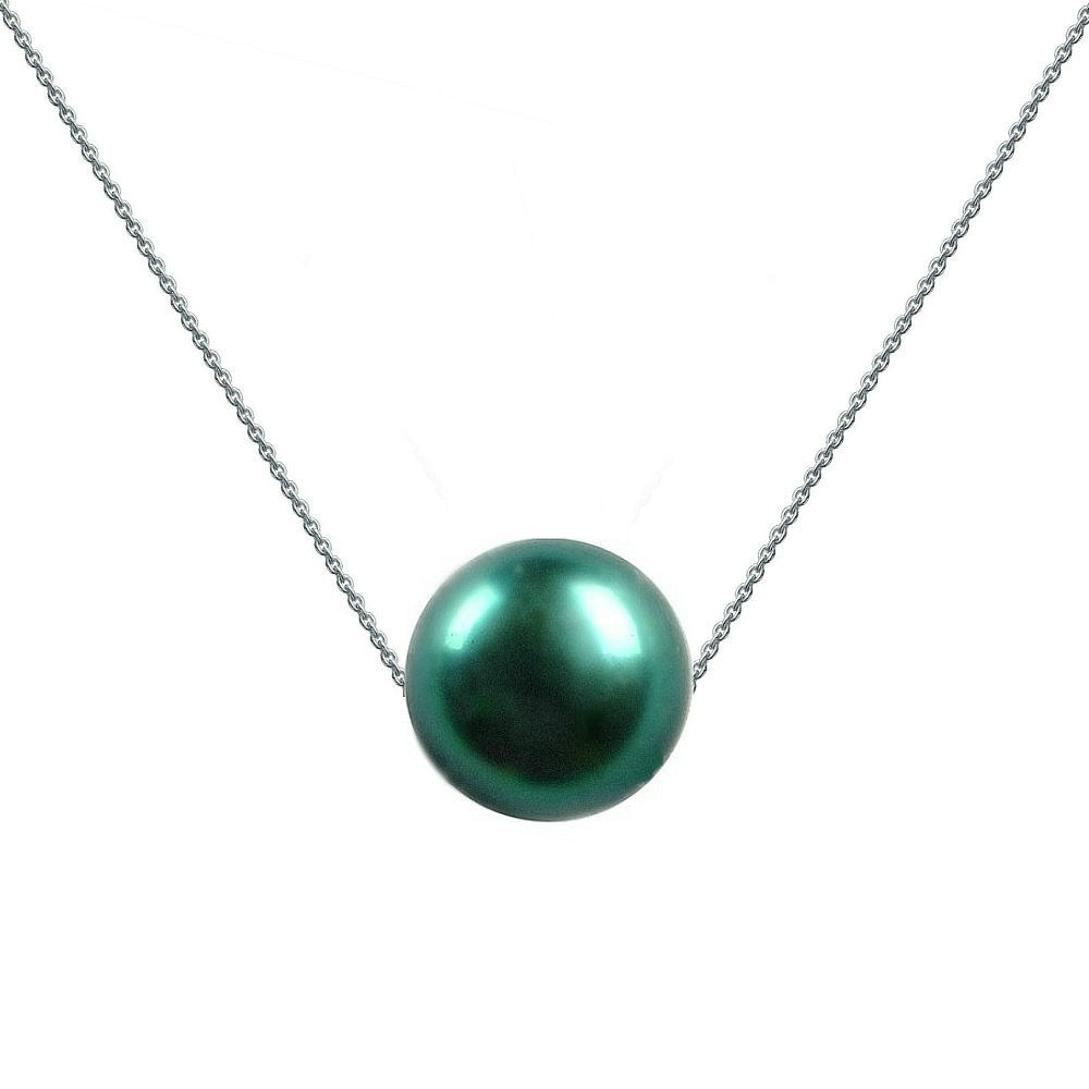 Colier Aur Alb cu Perla Naturala Premium Verde Smarald