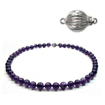 Colier Ametist cu Inchizatoare Sferica Aur Alb de 14 karate Colier Ametist cu Inchizatoare Sferica Aur Alb de 14 karate