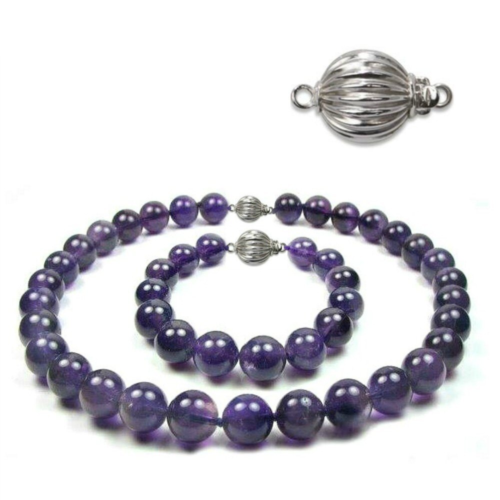 Set Ametist cu Inchizatori Sferice Aur Alb de 14 karate