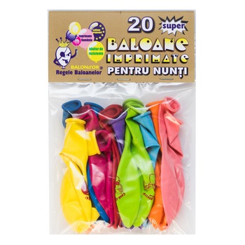 Set 20 baloane, latex, 28cm, imprimate desene nunti, FACTO GRAPH Set 20 baloane, latex, 28cm, imprimate desene nunti, FACTO GRAPH