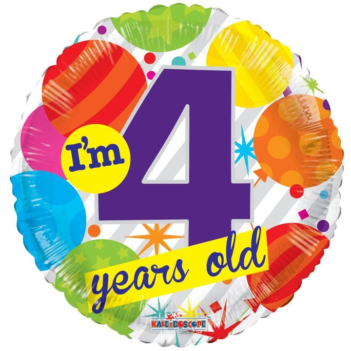 Balon folie ANIVERSARE 4 ANI, 45 cm - Conver USA 19911