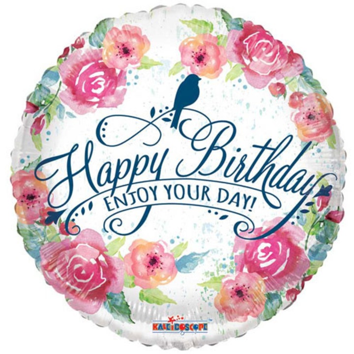 Balon folie ANIVERSARE Happy Birthday ROTUND, 45 cm - Conver USA 15443