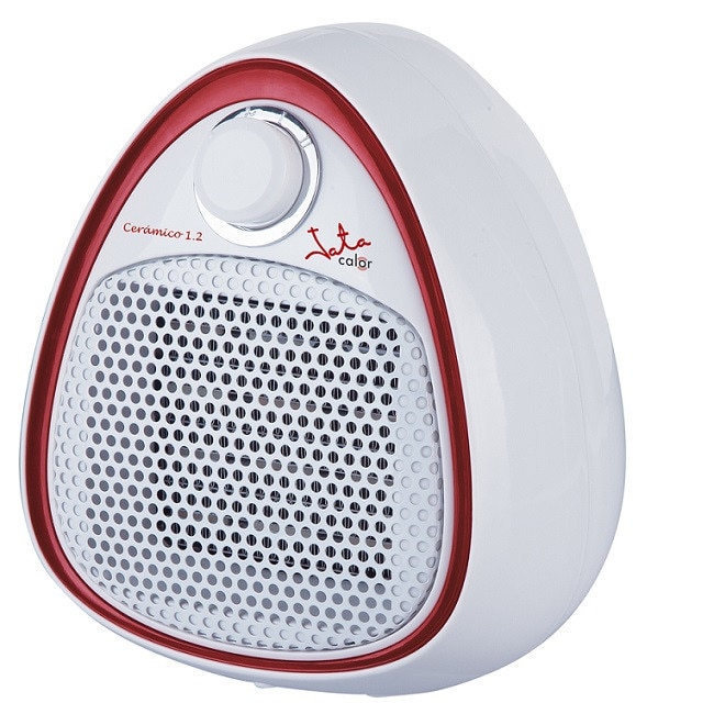 Aeroterma ceramica, Jata, 1200W, 2 trepte de incalzire si termostat, functie de ventilator pentru vara, alba rosie
