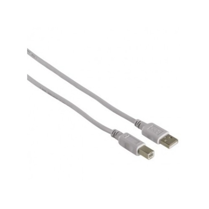 Кабел Hama, USB 2.0, A-B, 1.5 м, Сив
