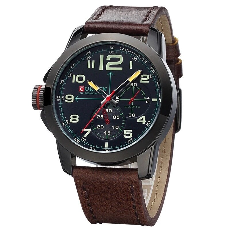 Ceas barbatesc casual Curren Air Force, maro-verde