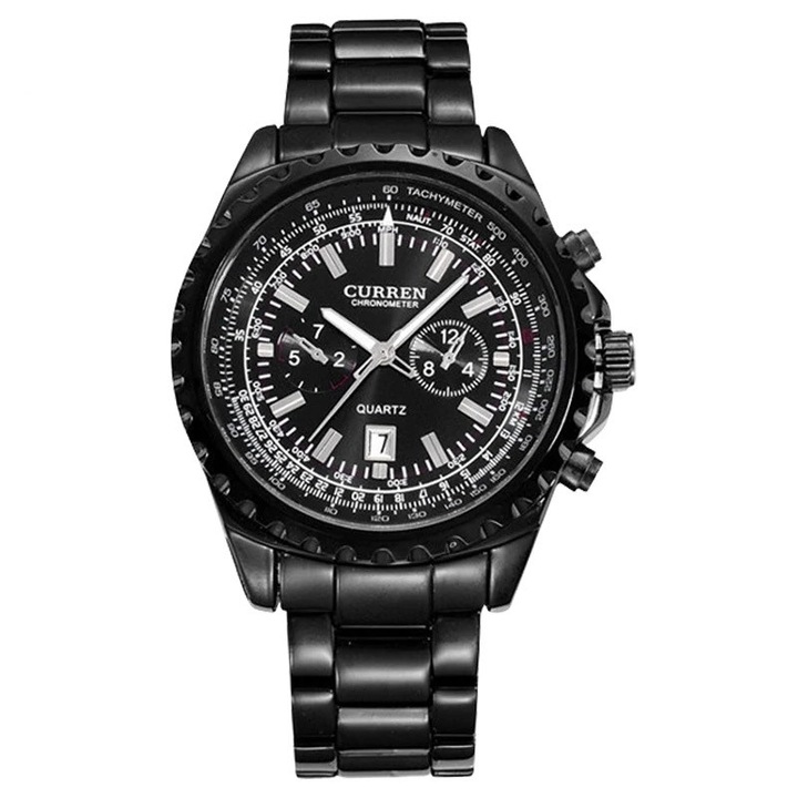 Ceas barbatesc casual Curren Black Mesh, negru