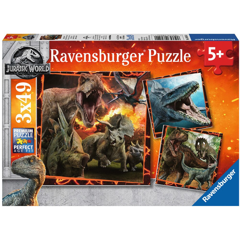 Puzzle Ravensburger - Jurassic World, 3x49 piese (08054)