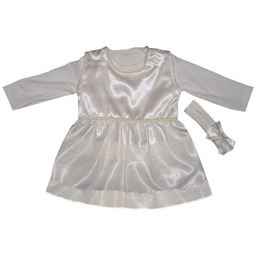 Rochita pentru botez fetite, 3 piese, Andrada, Little Angel, ivoire, 3-6 luni