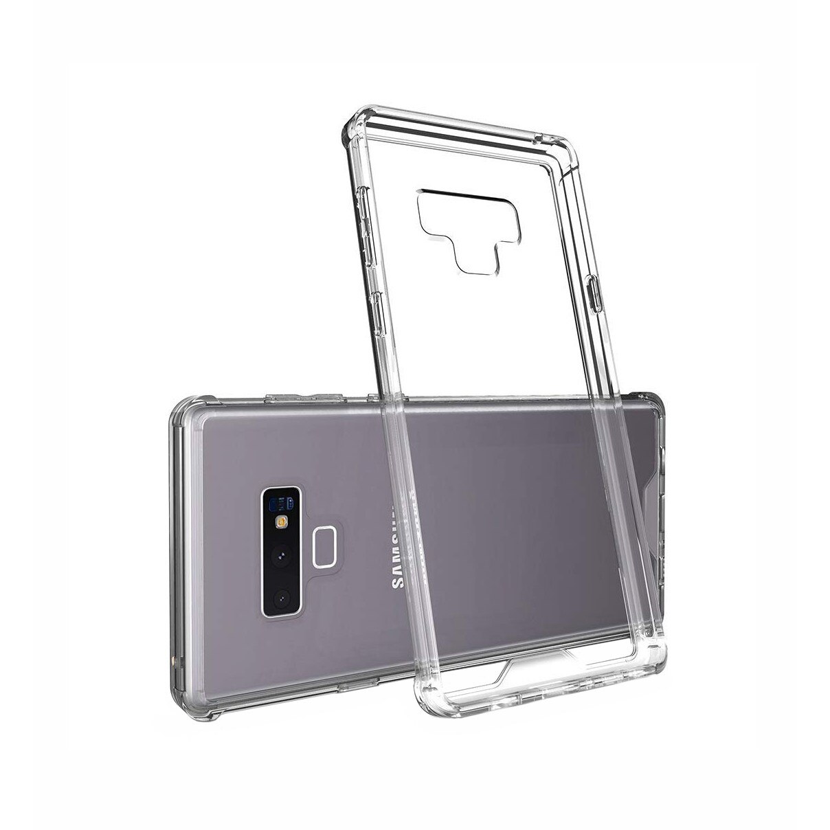 Husa Samsung Galaxy Note 9, Hybrid Antisoc, carcasa spate PC transparenta cu cadru, Transparent