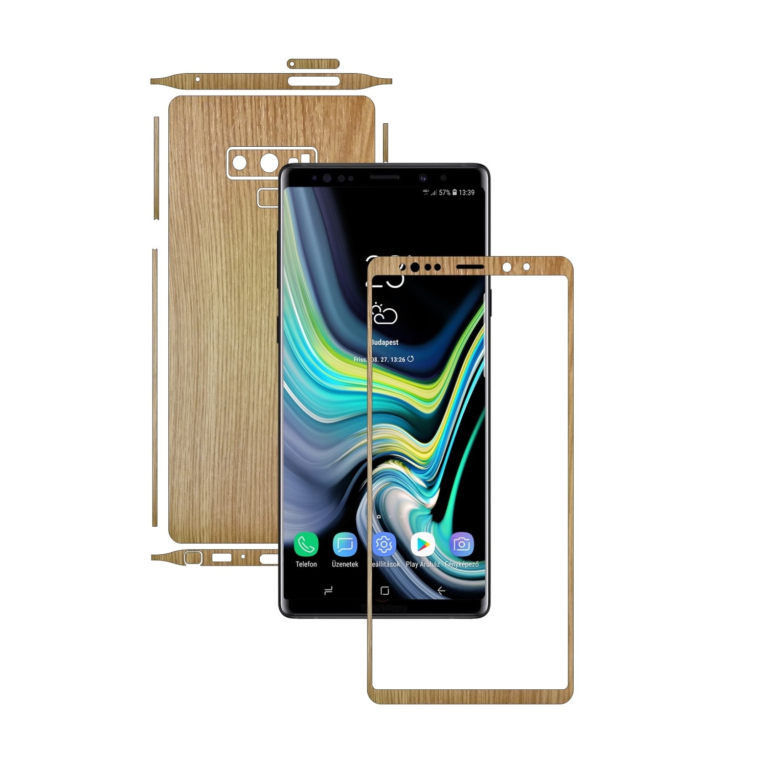 PROTECTIE DE ECRAN CADOU - Samsung Note 9 - Lemn Stejar, Folie de protectie Carbon Skinz,Full Body Cover, Husa de tip Skin Adeziv cu Acoperire Totala pentru Carcasa si Ecran