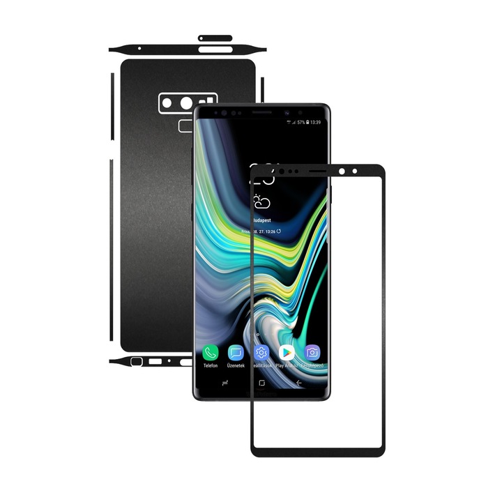 PROTECTIE DE ECRAN CADOU - Samsung Note 9 - Negru Mat, Folie de protectie Carbon Skinz,Full Body Cover, Husa de tip Skin Adeziv cu Acoperire Totala pentru Carcasa si Ecran