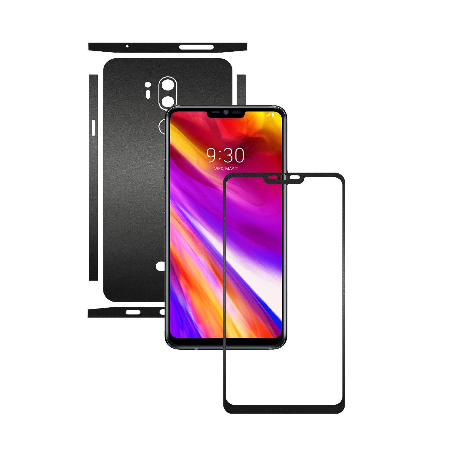 Folie de protectie Carbon Skinz, Husa de tip Skin Adeziv pentru Carcasa, Negru Mat dedicata LG G7 ThinQ
